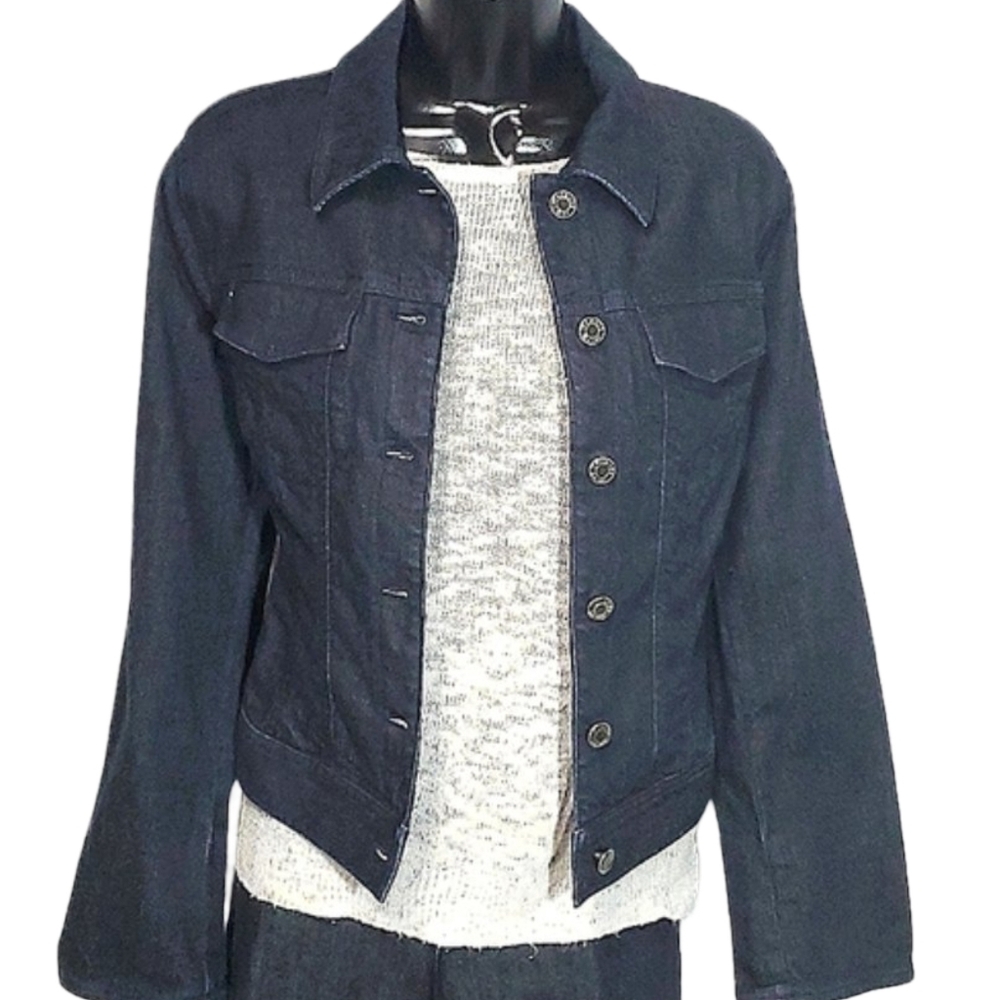 Talbots Dark Blue Jean Jacket Size 14 - Picture 13 of 13